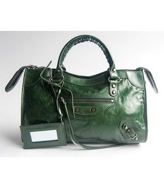 Balenciaga verde scuro Custodia in pelle Nero Piccoli Chiodi